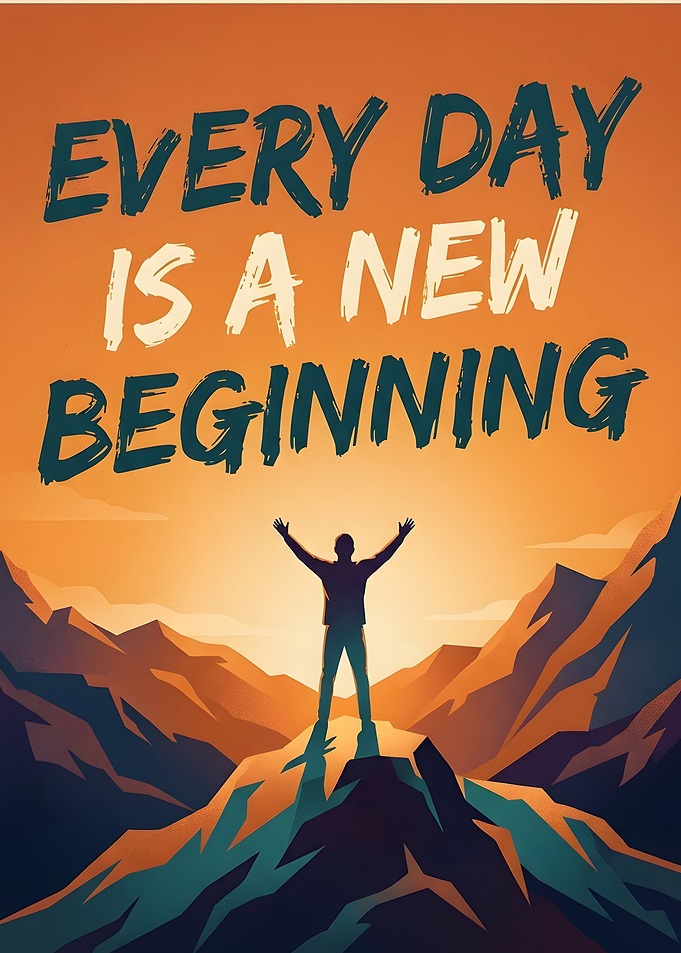 Inspirational Mountain Sunrise with Motivational Text