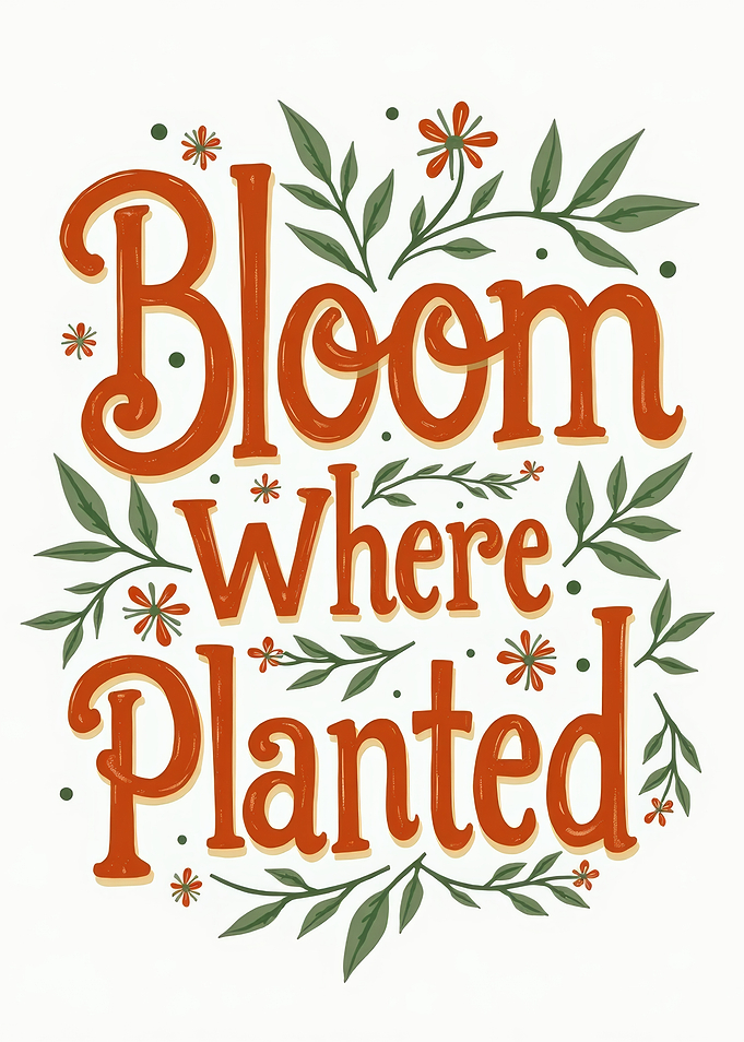 Bloom Where Planted Floral Text Art