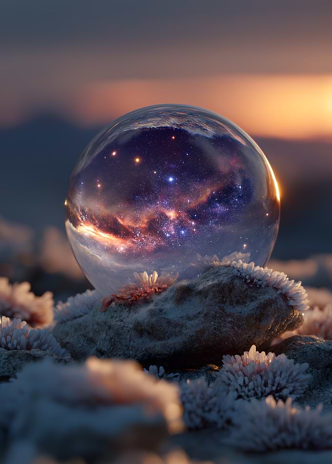 Cosmic Sunset Crystal Orb