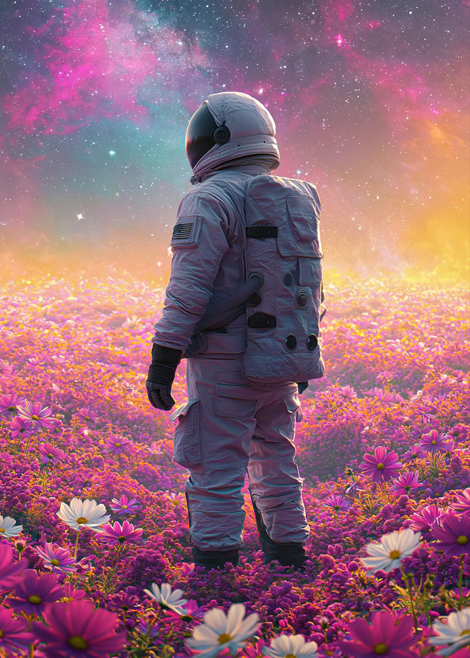 Astronaut in a Field of Flowers