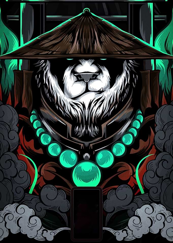 Panda Warrior with Jade Necklace