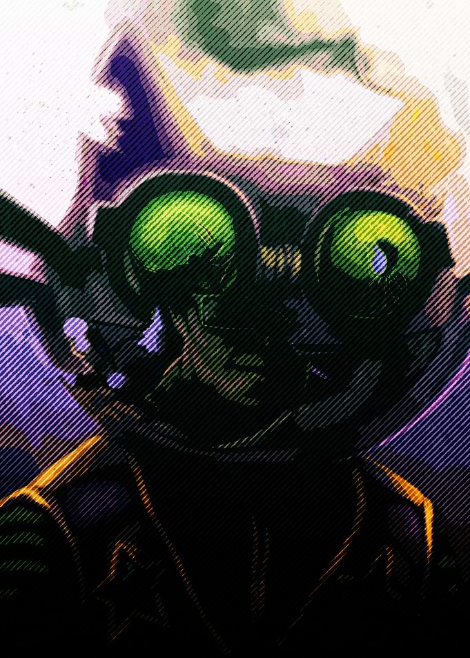 Character with Goggles and Green Eyes