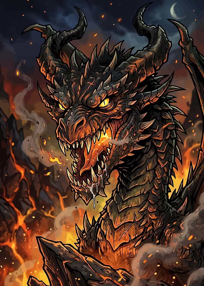 Fierce Dragon Breathing Fire