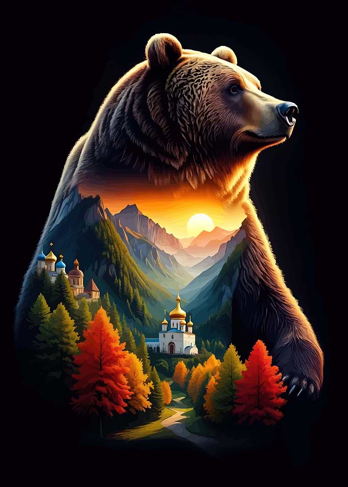 Bear Landscape Double Exposure