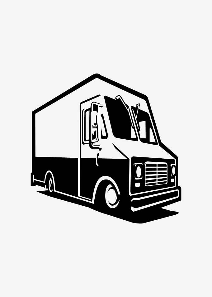 Black and White Food Truck Illustration