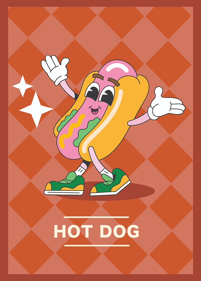 Retro Hot Dog Character