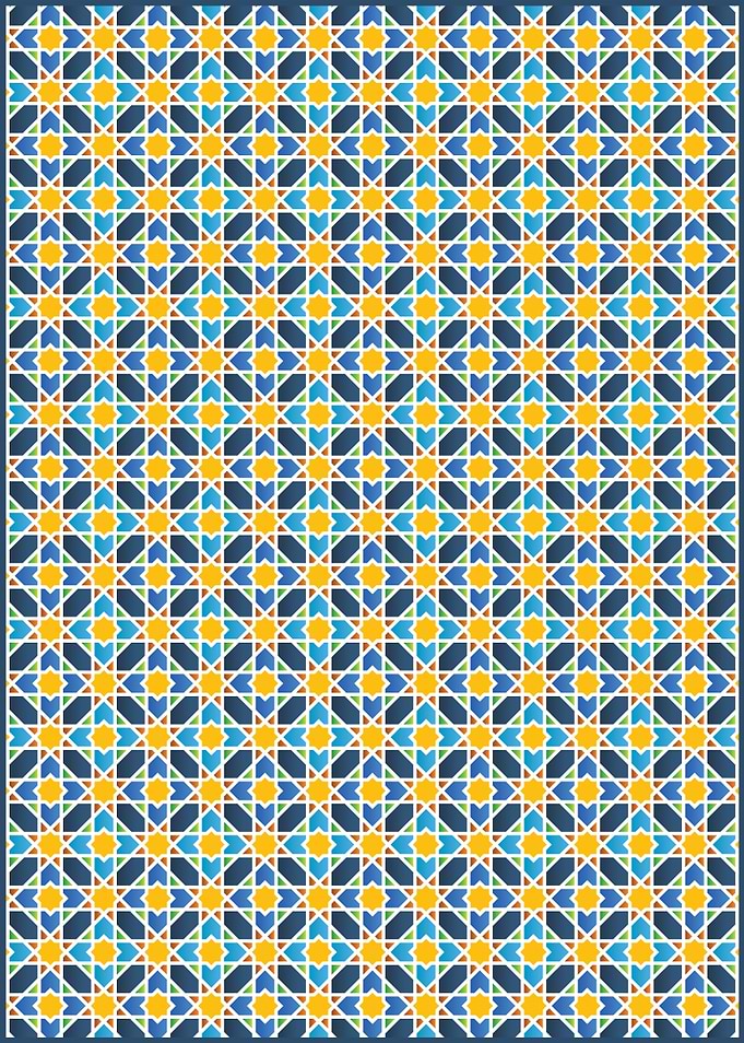 Moroccan Zellige: Radiant Stars in Blue and Gold – Traditional Geometric Mosaic Art