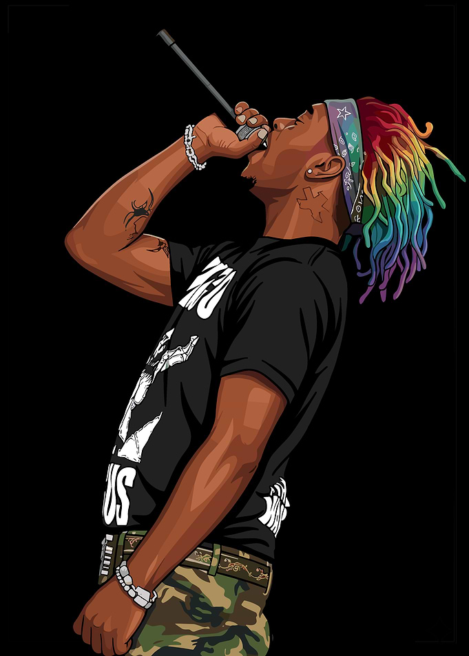 Ken Carson with Rainbow Dreadlocks