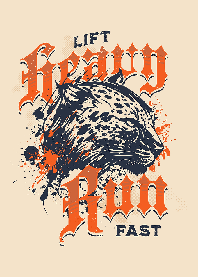 Lift Run Fast Poster, Fierce Leopard Gym Art, Motivational Fitness Wall Print