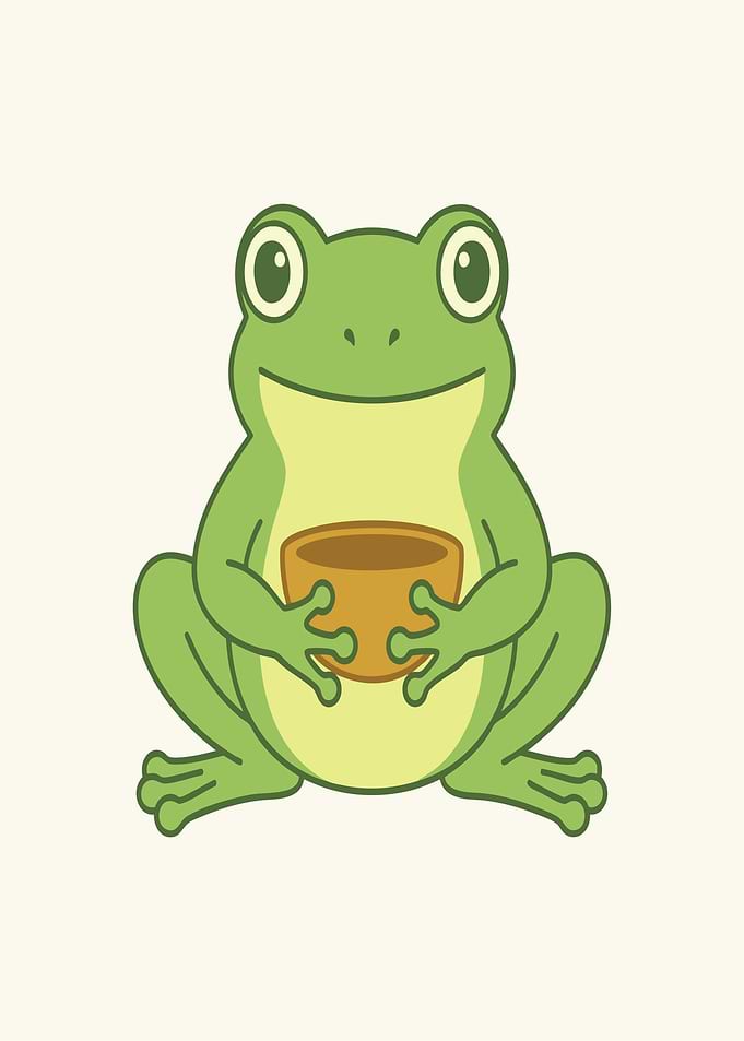 Cute Frog Holding a Cup