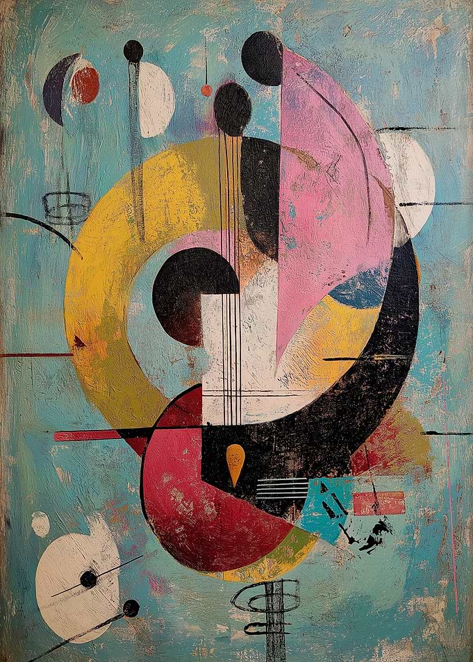 Abstract Geometric Composition with Musical Elements