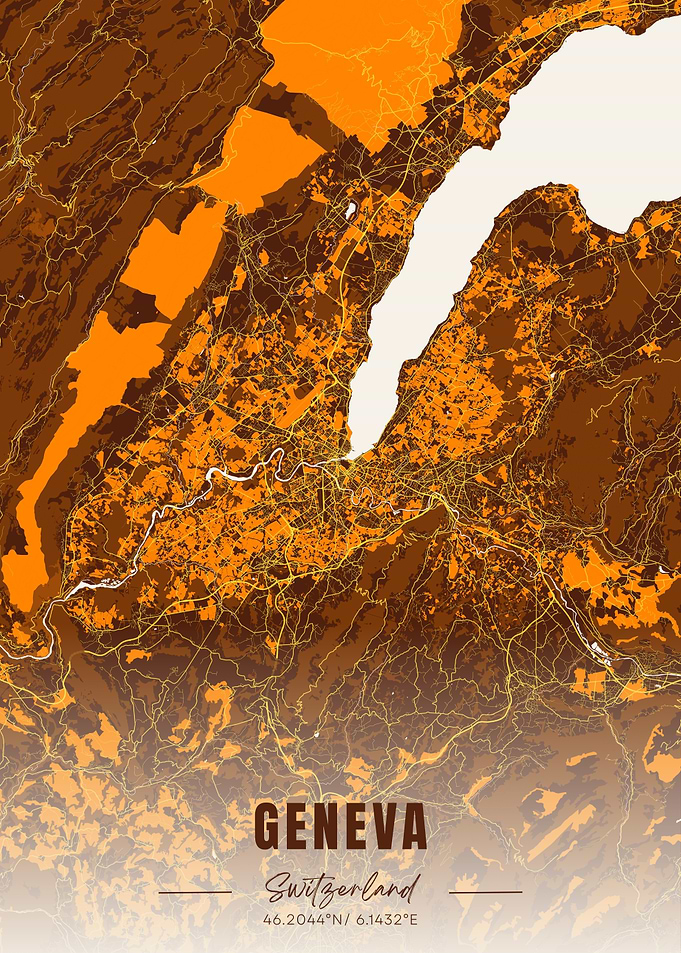 Geneva Switzerland Map Art