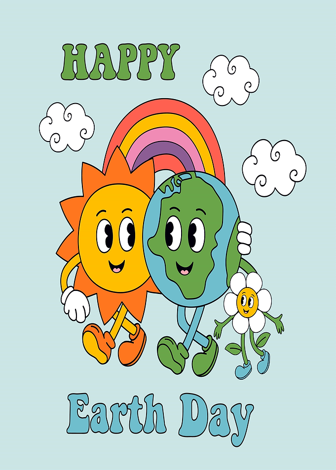Happy Earth Day Retro Illustration