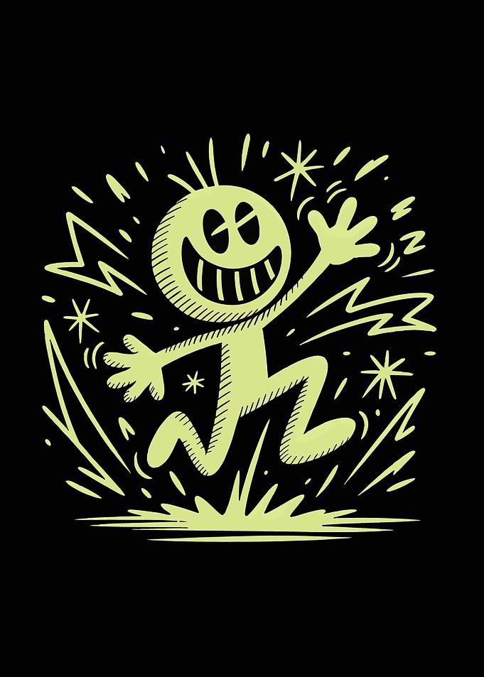 Joyful Stick Figure Jumping with Energy