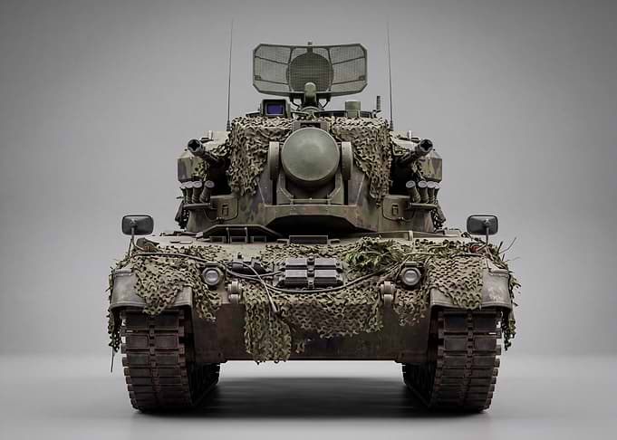 Camouflaged Anti-Aircraft Vehicle