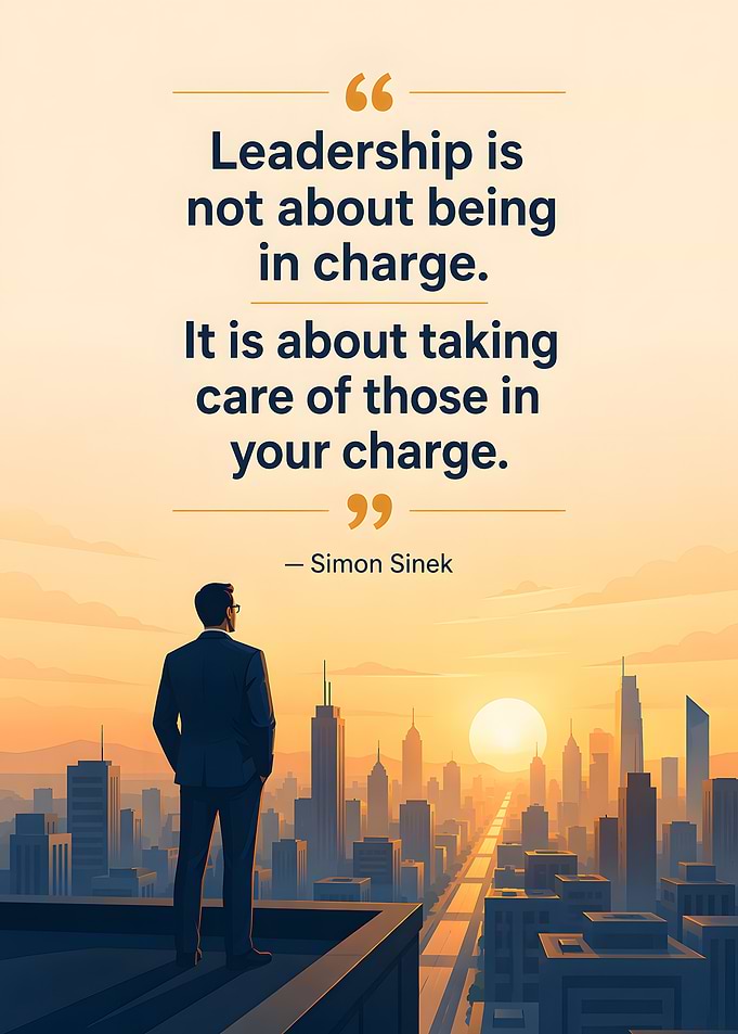 Leadership quote with cityscape