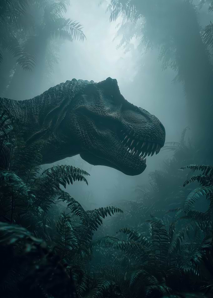 Tyrannosaurus Rex in a Misty Jungle