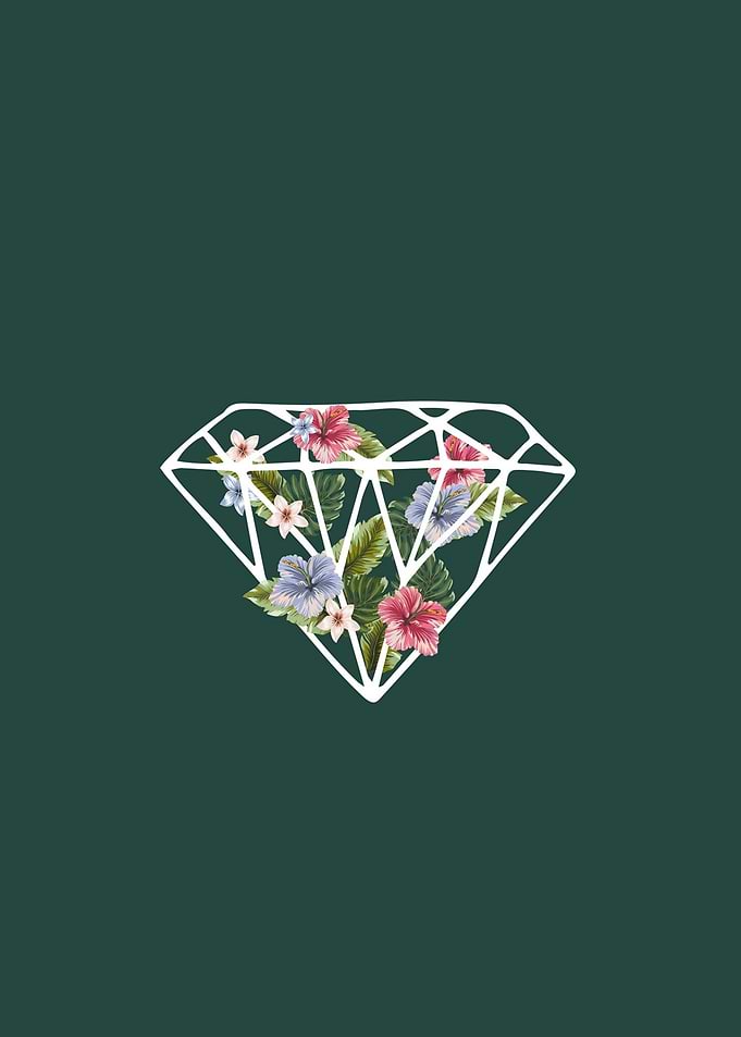 Diamond with Tropical Flowers