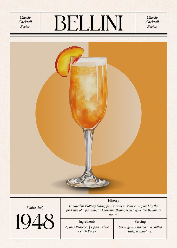 Vintage Bellini Cocktail – Classic 1948 Venetian Elegance