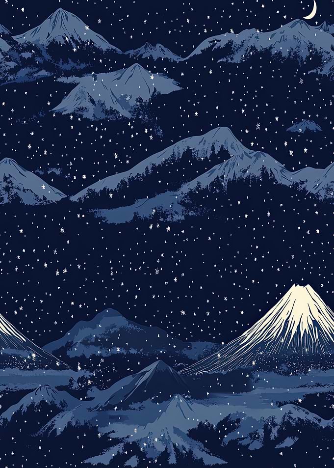 Starry Night Mountain Landscape