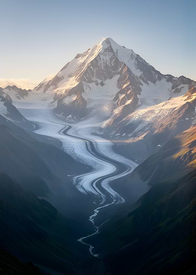 Majestic Mountain Glacier at Sunrise