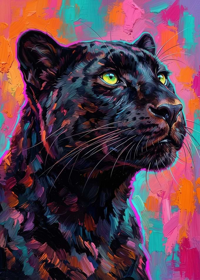 Vibrant Black Panther Portrait