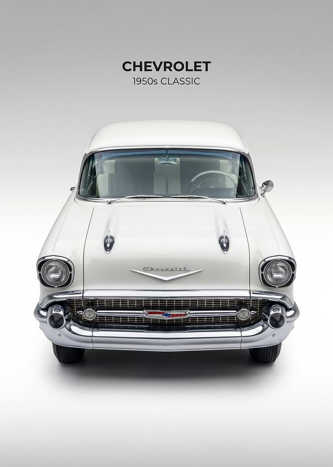 Classic White Chevrolet 1950s Car poster