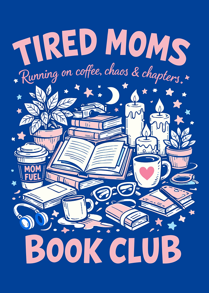 Tired Moms Poster, Coffee Books Lover Wall Art, Cozy Reading Mom Life Print