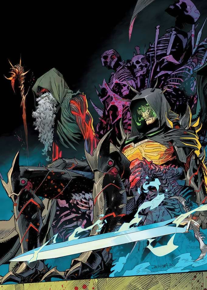 Dark Fantasy Characters with Swords and Skeletons