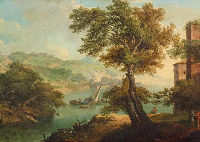Idyllic Coastal Landscape with Sailboat