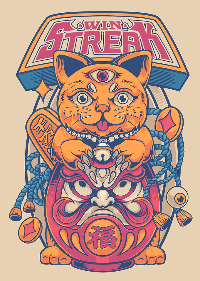 Lucky Cat and Daruma Doll 'Win Streak'