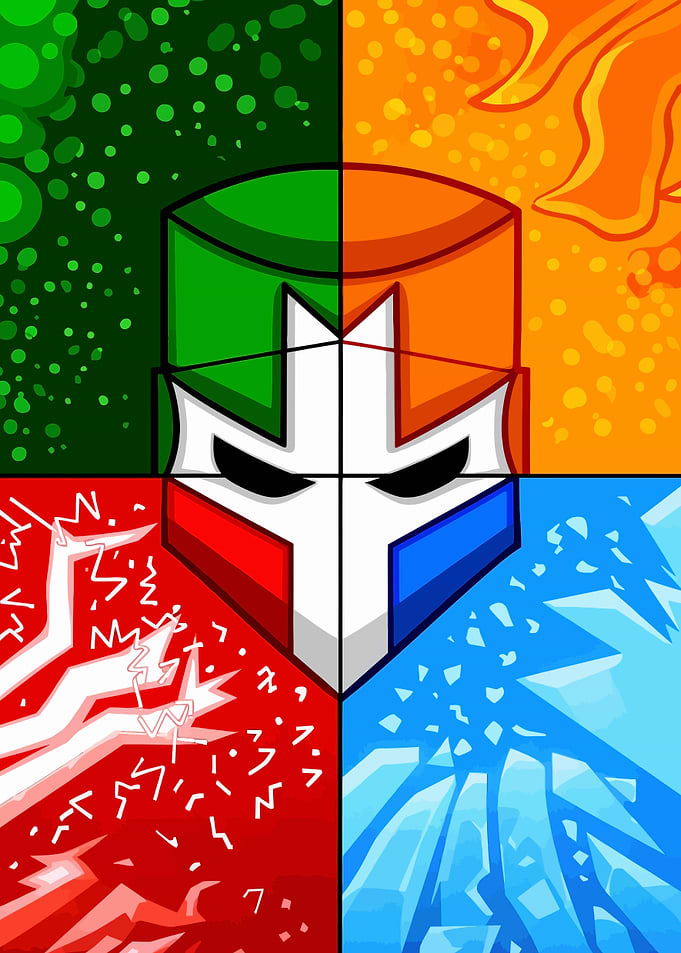 Knight Helmet with Elemental Themes