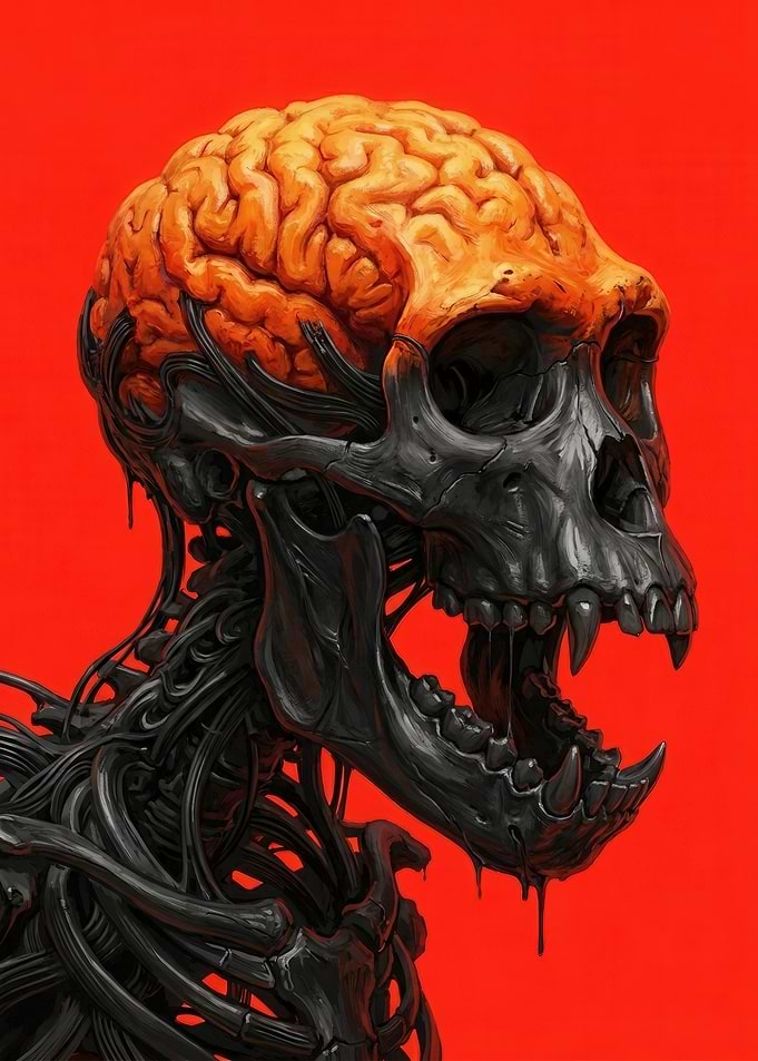 Grotesque Skull with Brain