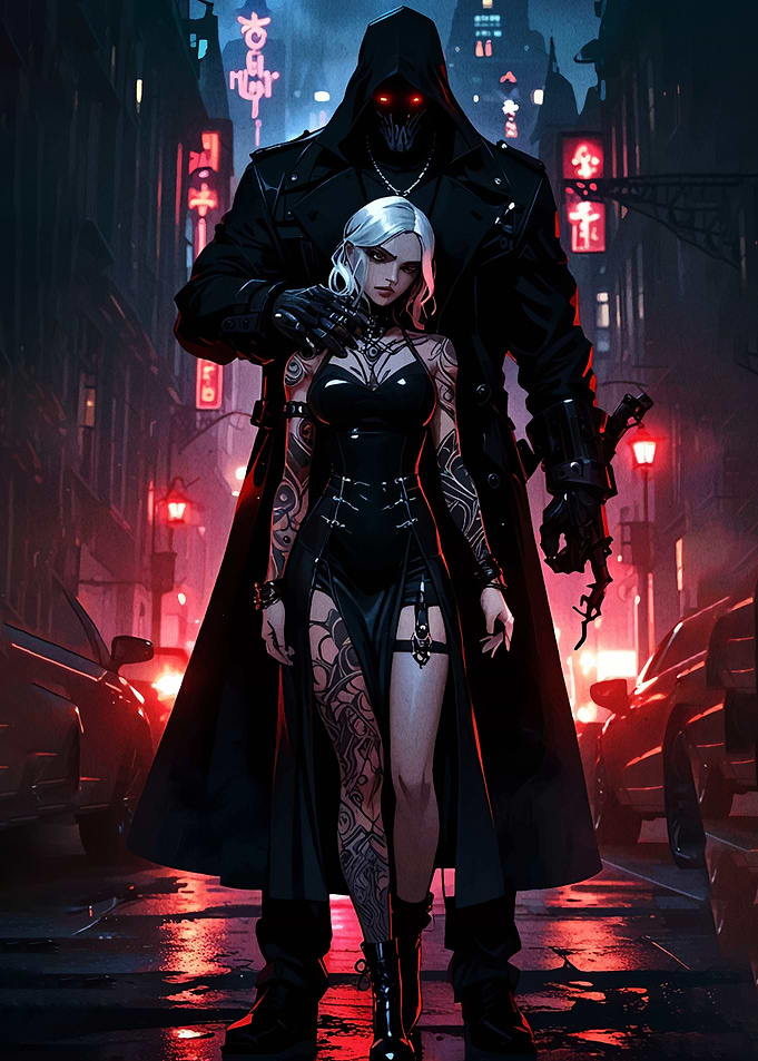 Cyberpunk Couple in Neon City