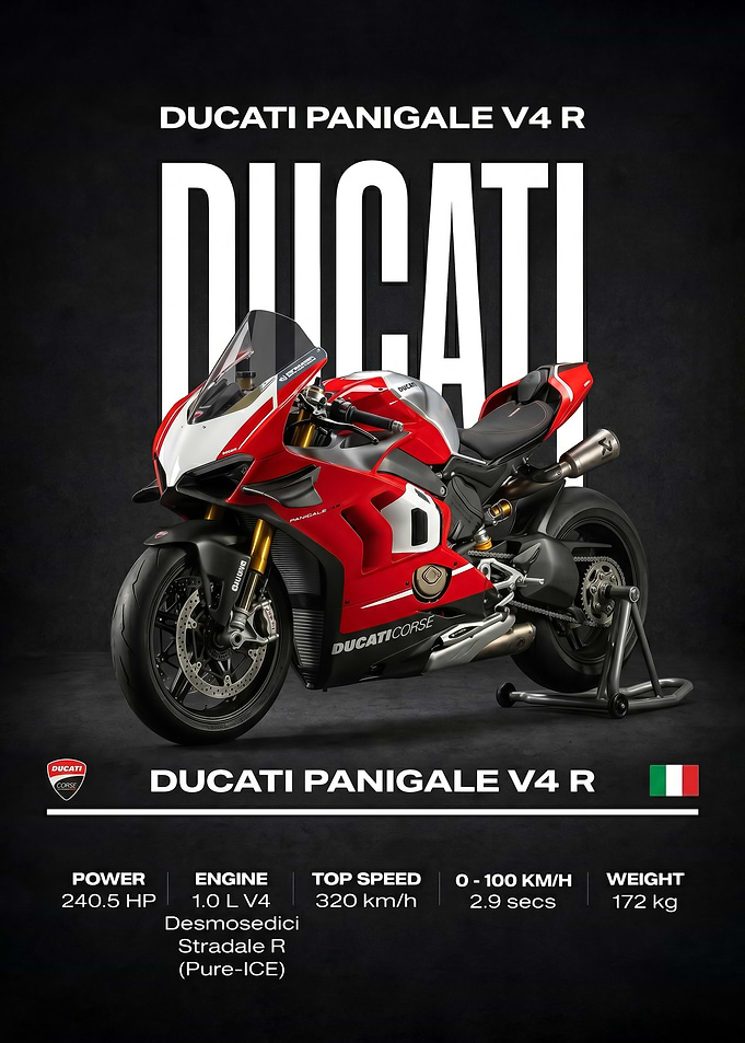 red Ducati Panigale V4 R Motorcycle