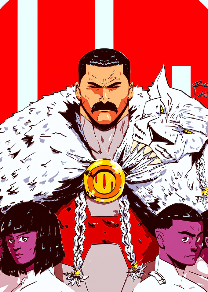 Comic Style Portrait of a Leader and Companions