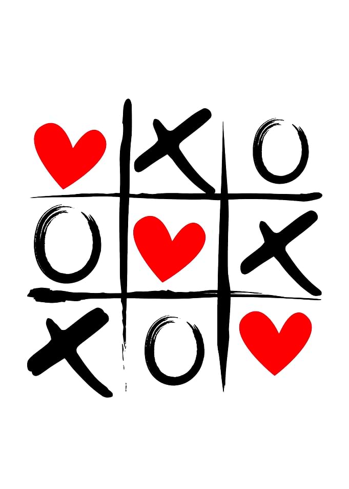 Tic Tac Toe with Hearts and X's and O's