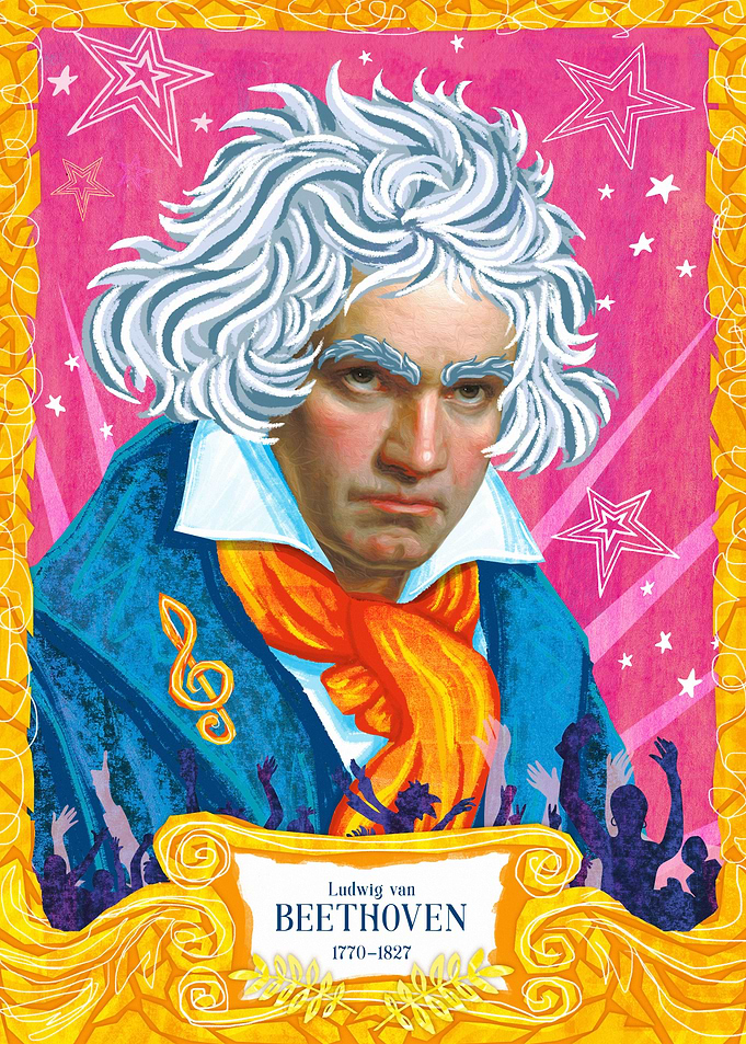 Beethoven Portrait Poster, Classical Composer Art Print, Music Classroom Decor, Dramatic Music Wall Art