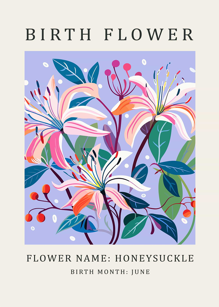 Honeysuckle Birth Flower Art
