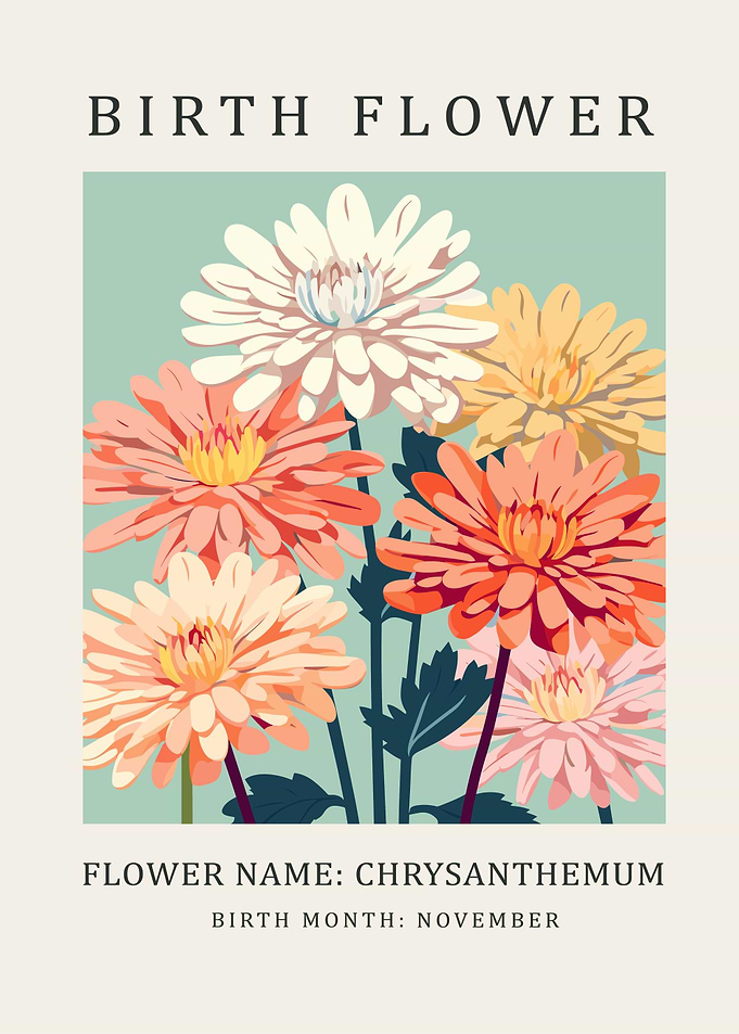 Chrysanthemum Birth Flower Poster