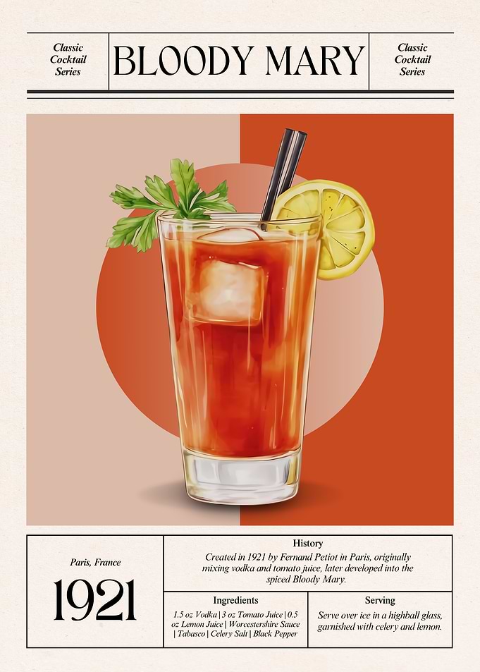 Vintage Bloody Mary Cocktail – Classic 1921 Parisian Brunch Icon