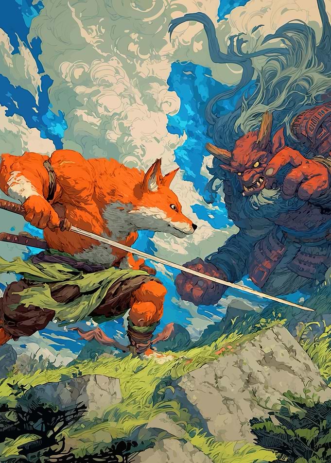Fox Warrior vs. Oni Demon