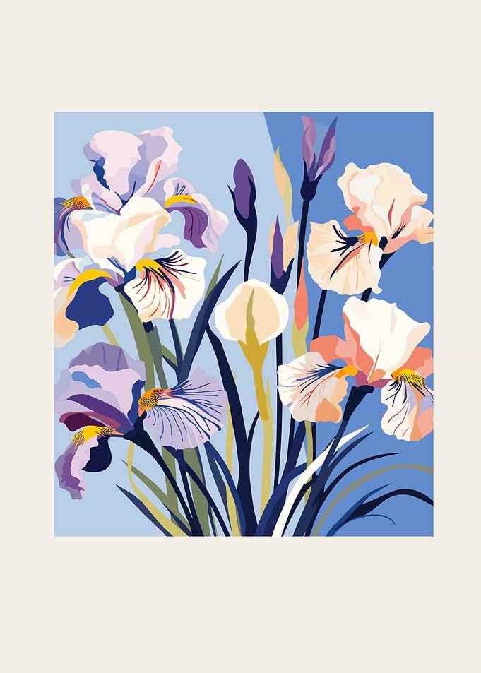 Vibrant Iris Floral Painting