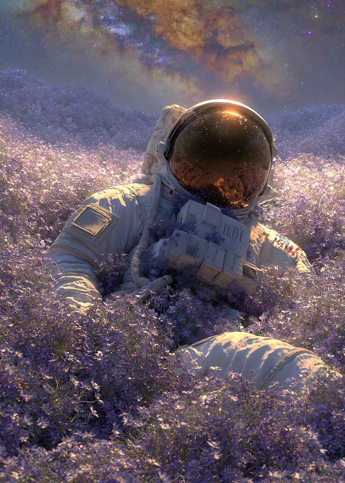 Astronaut in a Field of Flowers