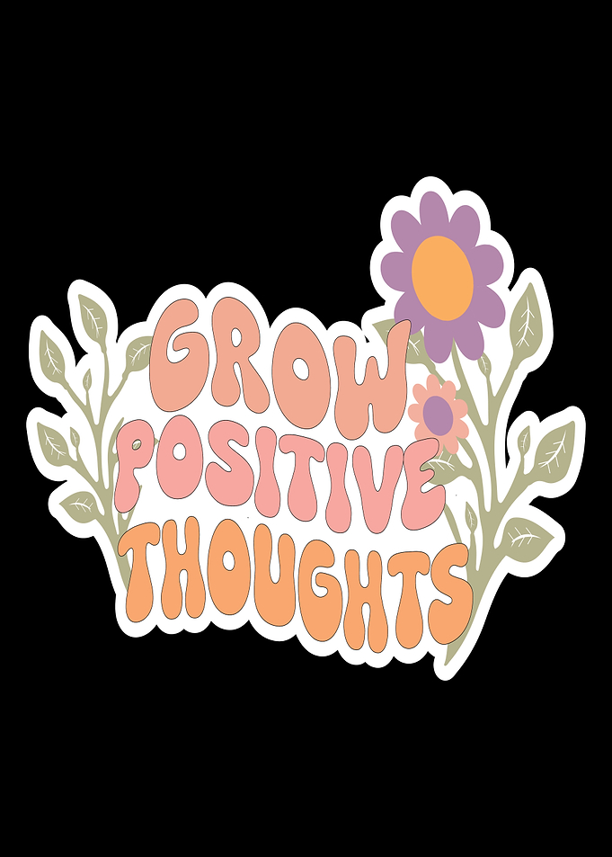 Grow Positive Thoughts Floral Sticker
