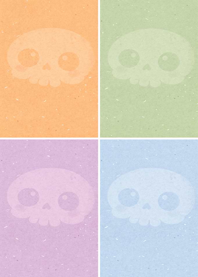 Cute Skull Illustrations on Textured Backgrounds