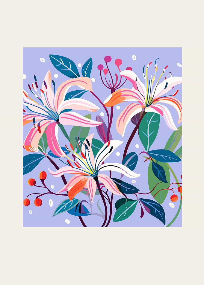 Vibrant Floral Illustration with Lilies