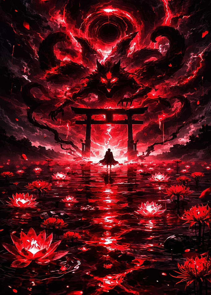Demonic Fox Spirit and Torii Gate