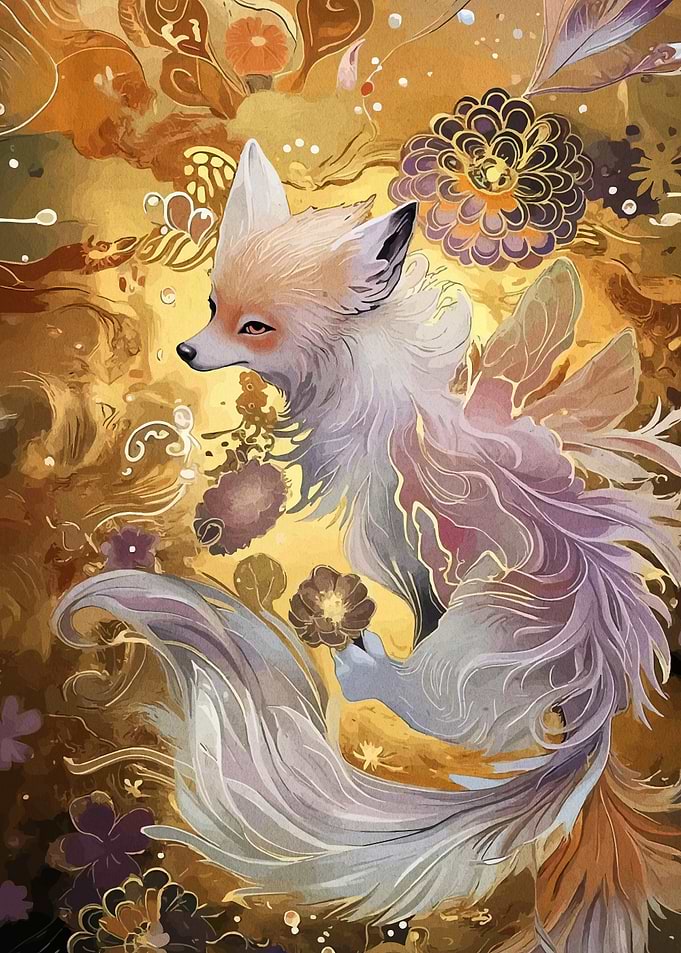 Enchanted Fox with Floral Accents