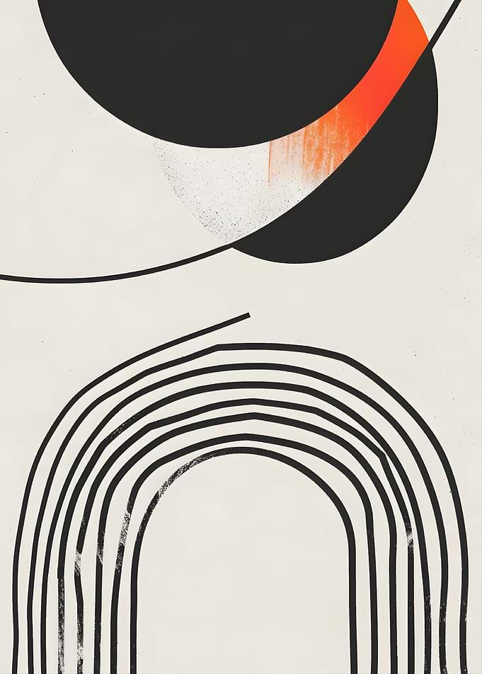 Abstract Geometric Shapes with Orange Accent